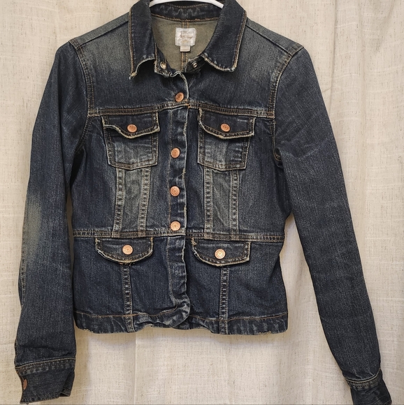 OLD NAVY Women's Denim Dark Blue Jean Jacket Vintage 1994 Size S Peplum - Picture 1 of 9